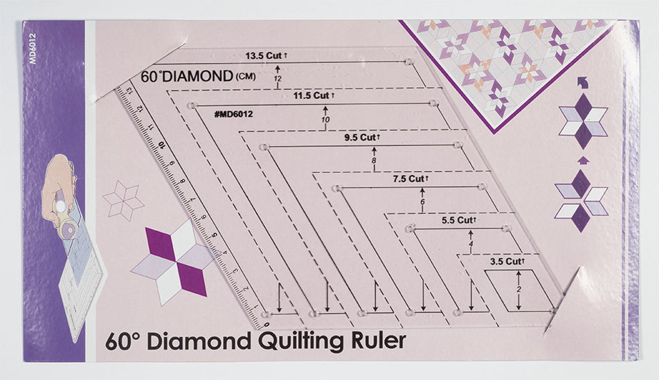Regla rombos 60º para quilting y patchwork  hasta 13,5 cm.