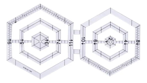 Regla hexágonos dobles para quilting y patchwork.