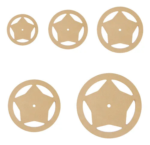Kit que incluye 5 plantillas transparentes  circulares para  cortar con un margen de costura de 1/4”.