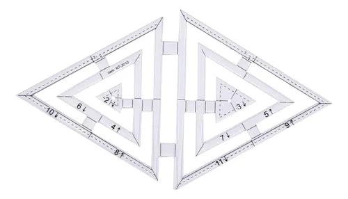 Regla triángulos dobles para quilting y patchwork.