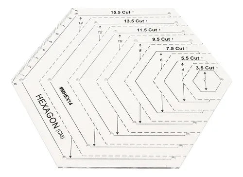 Regla hexágonos  para quilting  y patchwork  hasta 15,5 cm.