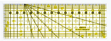 Regla rectangular de 15 x 5 cm para  cortar piezas de tela para patchwork.