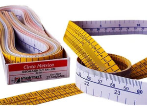 Cinta métrica (en centímetros)  presentada en cajas  de 20 unidades.