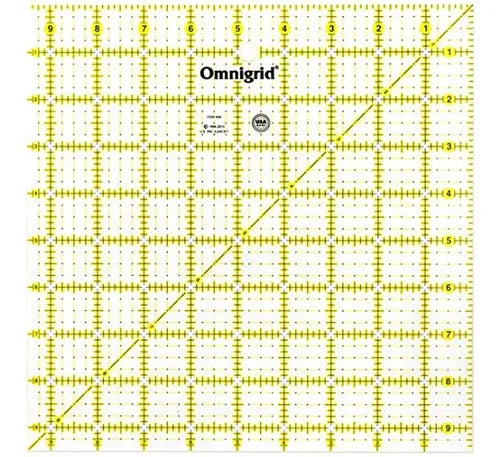 Regla cuadrada de 9,5 pulgadas para cortar piezas de tela para patchwork.