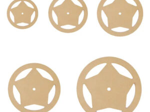 Kit que incluye 5 plantillas transparentes  circulares para  cortar con un margen de costura de 1/4”.