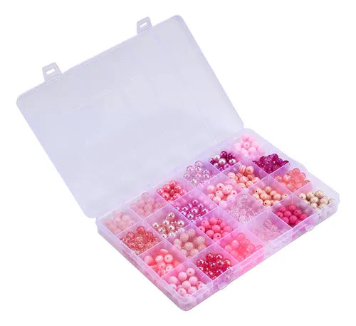 Caja con perlas de 5 diámetros: 4mm, 5mm, 6mm, 7mm y 9mm