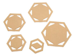 Kit que incluye 5 plantillas transparentes hexagonales para cortar con un margen de costura de 1/4.
