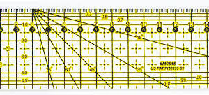 Regla rectangular de 15 x 5 cm para  cortar piezas de tela para patchwork.